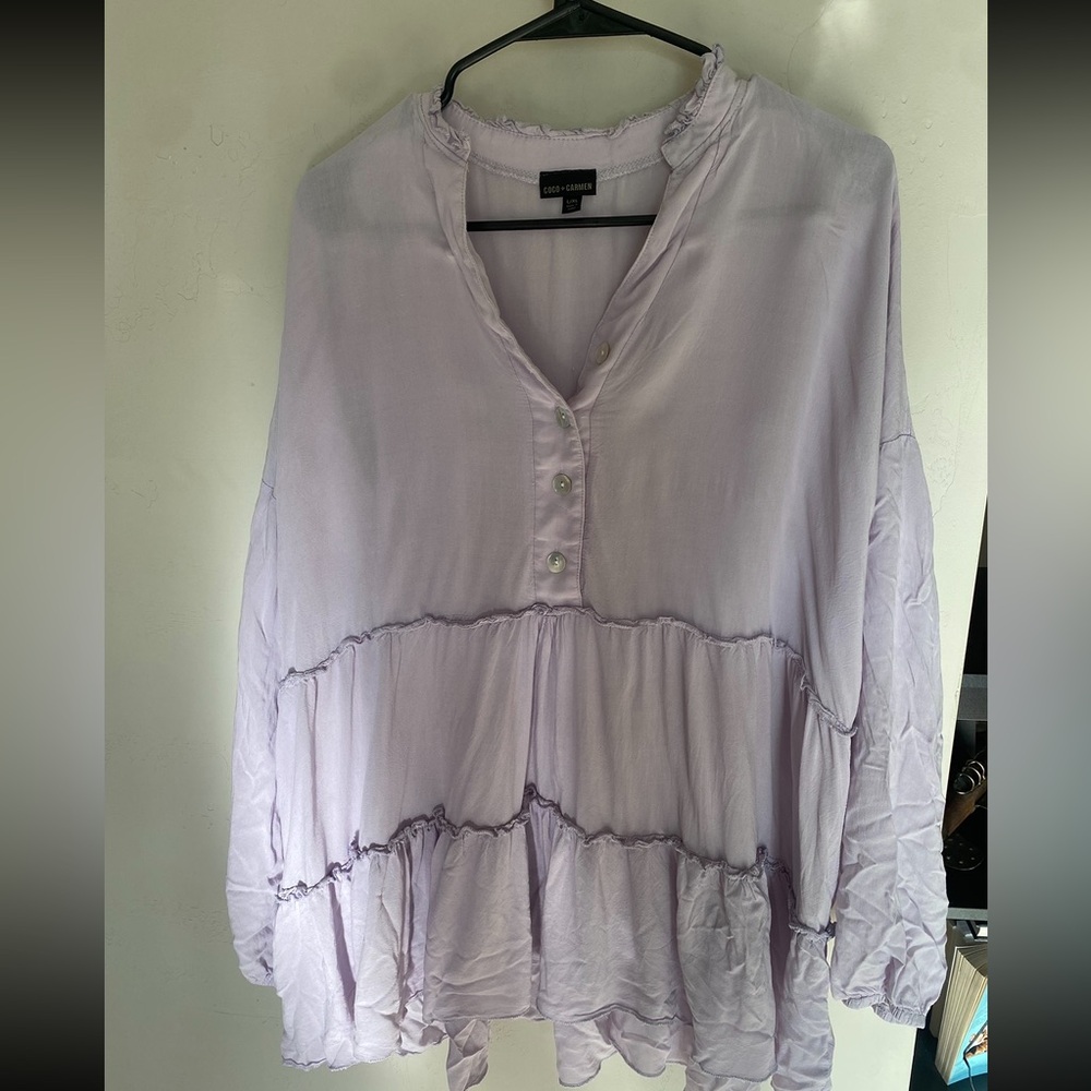 Coco + Carmen Frilly Lavender Tunic